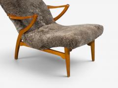JIO M bler Chaise Lounge Gray Shearling Elm Sweden 1960s - 4595676