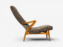 JIO M bler Chaise Lounge Gray Shearling Elm Sweden 1960s - 4595679