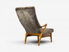 JIO M bler Chaise Lounge Gray Shearling Elm Sweden 1960s - 4595680