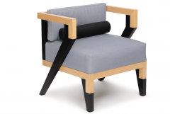 JORGE ELIZONDO Mid Century Modern Style Minimal Solid Wood Armchair Upholstered in Textile - 2611577