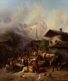 JOSEPH HEINRICH LUDWIG MARR An Alpine Village oil on panel Joseph Heinrich Ludwig Marr - 4459157