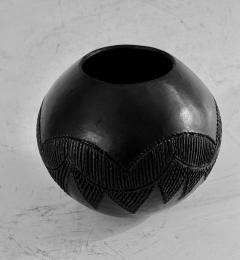Jabu Nala Contemporary Zulu Black Decorated Pottery Vessel by Jabu Nala - 3409919