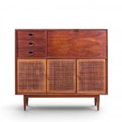 Jack Cartwright Jack Cartwright for Founders Mid Century Walnut and Cane Bar Cabinet - 4569262