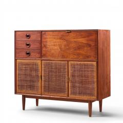 Jack Cartwright Jack Cartwright for Founders Mid Century Walnut and Cane Bar Cabinet - 4569263
