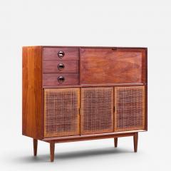 Jack Cartwright Jack Cartwright for Founders Mid Century Walnut and Cane Bar Cabinet - 4569686
