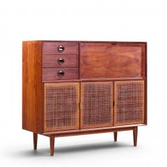 Jack Cartwright Jack Cartwright for Founders Mid Century Walnut and Cane Bar Cabinet - 4569694