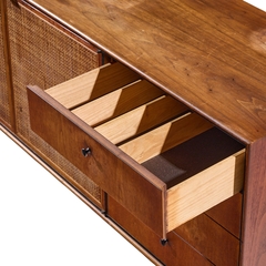 Jack Cartwright Jack Cartwright for Founders Mid Century Walnut and Cane Credenza - 4747690