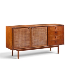 Jack Cartwright Jack Cartwright for Founders Mid Century Walnut and Cane Credenza - 4747776