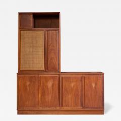 Jack Cartwright Jack Cartwright for Founders Mid Century Walnut and Cane Credenza and Hutch - 4426639