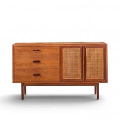 Jack Cartwright Jack Cartwright for Founders Mid Century Walnut and Cane Credenza with Hutch - 4827808