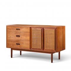Jack Cartwright Jack Cartwright for Founders Mid Century Walnut and Cane Credenza with Hutch - 4827812