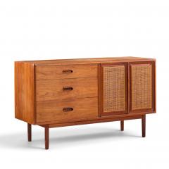 Jack Cartwright Jack Cartwright for Founders Mid Century Walnut and Cane Credenza with Hutch - 4827813