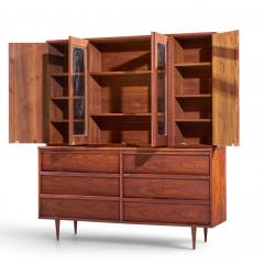 Jack Cartwright Jack Cartwright for Founders Style Mid Century Walnut Credenza with Hutch - 4574456