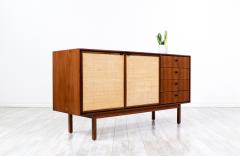 Jack Cartwright Mid Century Modern Walnut Cane Credenza by Jack Cartwright for Founders - 3228040