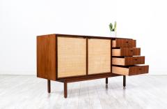 Jack Cartwright Mid Century Modern Walnut Cane Credenza by Jack Cartwright for Founders - 3228043