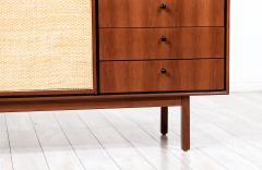 Jack Cartwright Mid Century Modern Walnut Cane Credenza by Jack Cartwright for Founders - 3228049
