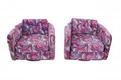 Jack Lenor Larsen 1970 s Swivel Chairs in Jack Lenor Larsen velvet - 1622805