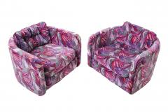 Jack Lenor Larsen 1970 s Swivel Chairs in Jack Lenor Larsen velvet - 1622806