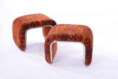 Jack Lenor Larsen Jack Lenor Larsen Velvet and Chrome Stools 1970s - 1206556