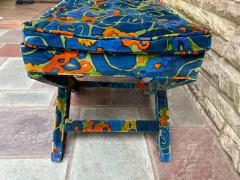 Jack Lenor Larsen Stunning Pair Jack Lenor Larsen Parson style Ottoman Stool Mid Century - 4455912