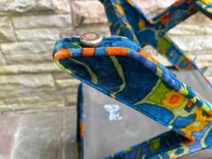 Jack Lenor Larsen Stunning Pair Jack Lenor Larsen Parson style Ottoman Stool Mid Century - 4455923