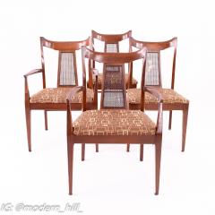 Jack Lenor Larsen Style Walnut And Cane Upholstered Dining Chairs Set of 4 - 2356091