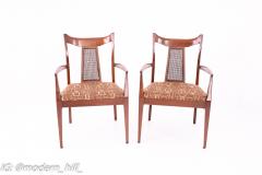 Jack Lenor Larsen Style Walnut And Cane Upholstered Dining Chairs Set of 4 - 2356092