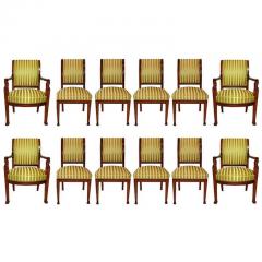 Jacob Freres Important Set of 12 French Empire Mahogany Dining Chairs Jacob Freres - 4654786