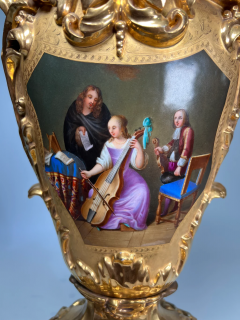 Jacob Petit ANTIQUE SEVRES STYLE GILT PORCELAIN PAINTED VASE IN THE MANNER OF JACOB PETIT - 3567109