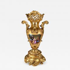 Jacob Petit ANTIQUE SEVRES STYLE GILT PORCELAIN PAINTED VASE IN THE MANNER OF JACOB PETIT - 3570343