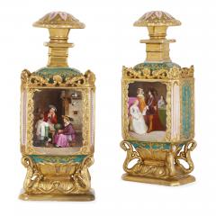 Jacob Petit Pair of Rococo style gilt porcelain bottles probably by Jacob Petit - 1569821