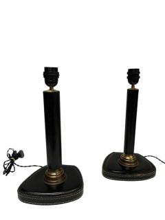 Jacques Adnet 19504s Stitched leather table lamps in the style of Jacques Adnet - 4123143