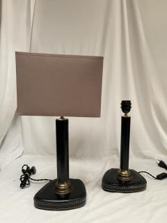 Jacques Adnet 19504s Stitched leather table lamps in the style of Jacques Adnet - 4123149