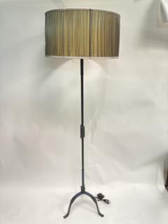 Jacques Adnet 1950s Blue and black Stitched leather floor lamp By Jacques Adnet - 3246701