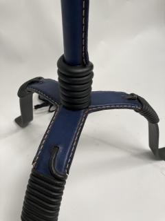 Jacques Adnet 1950s Blue and black Stitched leather floor lamp By Jacques Adnet - 3246703