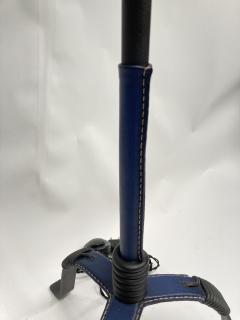Jacques Adnet 1950s Blue and black Stitched leather floor lamp By Jacques Adnet - 3246704
