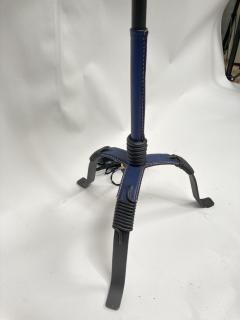 Jacques Adnet 1950s Blue and black Stitched leather floor lamp By Jacques Adnet - 3246705