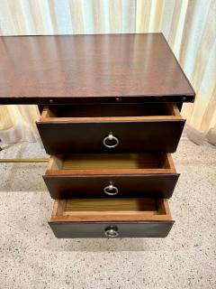 Jacques Adnet 1950s Dark Brown Stitched Leather Desk by Jacques Adnet - 4620028