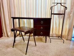 Jacques Adnet 1950s Dark Brown Stitched Leather Desk by Jacques Adnet - 4620089