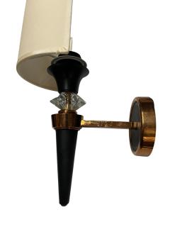 Jacques Adnet 1950s Leather copper and glass sconces in the style of Jacques Adnet - 4512927