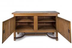 Jacques Adnet 1950s Oak and stitched leather sideboard by Jacques Adnet - 2945599