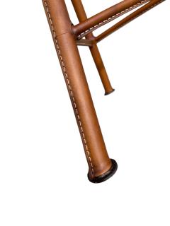 Jacques Adnet 1950s Pair of Stitched leather stools by Jacques Adnet - 4368034