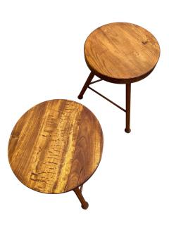 Jacques Adnet 1950s Pair of Stitched leather stools by Jacques Adnet - 4368035
