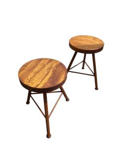 Jacques Adnet 1950s Pair of Stitched leather stools by Jacques Adnet - 4368037