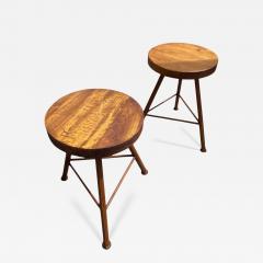Jacques Adnet 1950s Pair of Stitched leather stools by Jacques Adnet - 4368870
