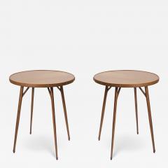 Jacques Adnet 1950s Pair of stitched leather Side tables by Jacques Adnet - 1605526