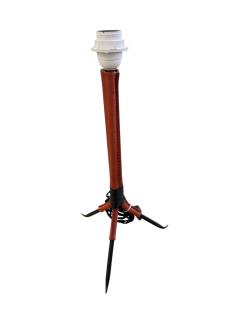 Jacques Adnet 1950s Red stitched leather lamp by Jacques Adnet - 4587168