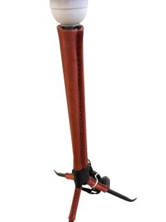 Jacques Adnet 1950s Red stitched leather lamp by Jacques Adnet - 4587169