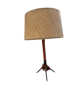 Jacques Adnet 1950s Red stitched leather lamp by Jacques Adnet - 4587171
