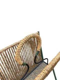 Jacques Adnet 1950s STitched leather and rope magazine rack by Jacques Adnet - 4685355